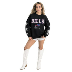 Buffalo Bills Gameday Couture Women's Velocity Relaxed Rhinestone Pullover Sweatshirt Black | NFL
