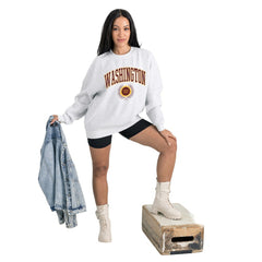 Washington Commanders Gameday Couture Women's Traditional Logo Oversized Premium Fleece Pullover Sweatshirt Ash | NFL