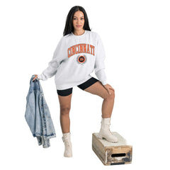 Cincinnati Bengals Gameday Couture Women's Traditional Logo Oversized Premium Fleece Pullover Sweatshirt Ash | NFL