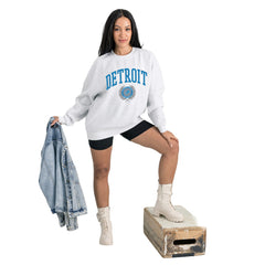 Detroit Lions Gameday Couture Women's Traditional Logo Oversized Premium Fleece Pullover Sweatshirt Ash | NFL