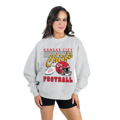 Kansas City Chiefs Gameday Couture Women's Home Turf Oversized Premium Fleece Pullover Sweatshirt Ash | NFL