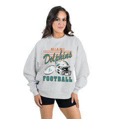 Miami Dolphins Gameday Couture Women's Home Turf Oversized Premium Fleece Pullover Sweatshirt Ash | NFL