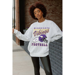 Minnesota Vikings Gameday Couture Women's Home Turf Oversized Premium Fleece Pullover Sweatshirt Ash | NFL