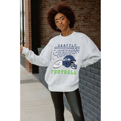 Seattle Seahawks Gameday Couture Women's Home Turf Oversized Premium Fleece Pullover Sweatshirt Ash | NFL