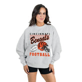 Cincinnati Bengals Gameday Couture Women's Home Turf Oversized Premium Fleece Pullover Sweatshirt Ash | NFL