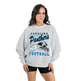 Carolina Panthers Gameday Couture Women's Home Turf Oversized Premium Fleece Pullover Sweatshirt Ash | NFL
