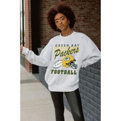 Green Bay Packers Gameday Couture Women's Home Turf Oversized Premium Fleece Pullover Sweatshirt Ash | NFL