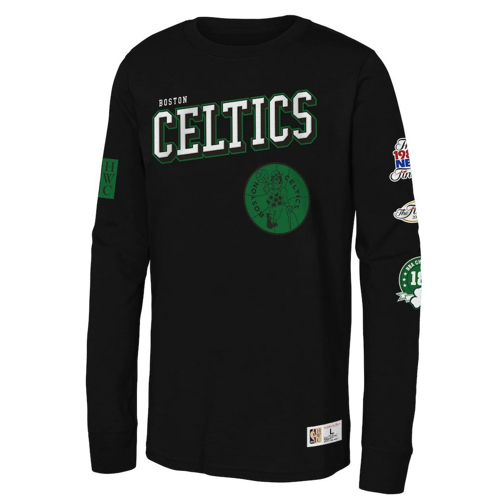 Boston Celtics Youth Hardwood Classics Training Camp Long Sleeve T-Shirt Black - NBA