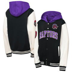 Toronto Raptors Youth Hardwood Classics Courtside Fleece Full-Snap Hooded Jacket Black - NBA