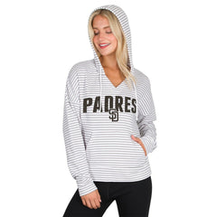 San Diego Padres Concepts Sport Women's Liftoff Striped V-Neck Hoodie - MLB