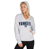 New York Yankees Concepts Sport Women's Liftoff Striped V-Neck Hoodie - MLB