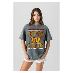 Washington Commanders Gameday Couture Women's Oversized Classic Grind Washed T-Shirt Gray | NFL