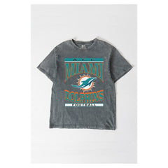 Miami Dolphins Gameday Couture Women's Oversized Classic Grind Washed T-Shirt Gray | NFL