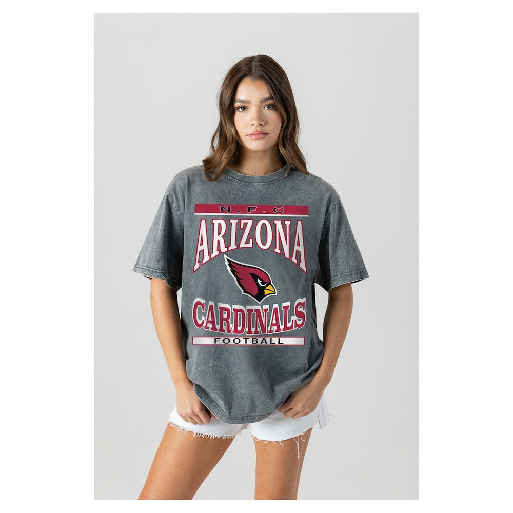 Arizona Cardinals Gameday Couture Women's Oversized Classic Grind Washed T-Shirt Gray | NFL