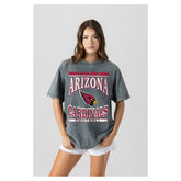 Arizona Cardinals Gameday Couture Women's Oversized Classic Grind Washed T-Shirt Gray | NFL