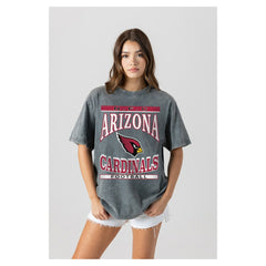 Arizona Cardinals Gameday Couture Women's Oversized Classic Grind Washed T-Shirt Gray | NFL