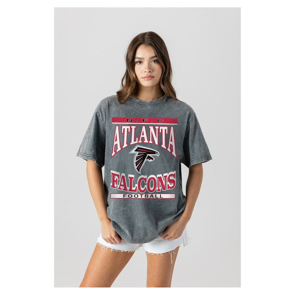 Atlanta Falcons Gameday Couture Women's Oversized Classic Grind Washed T-Shirt Gray | NFL