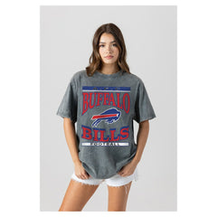 Buffalo Bills Gameday Couture Women's Oversized Classic Grind Washed T-Shirt Gray | NFL