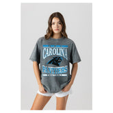 Carolina Panthers Gameday Couture Women's Oversized Classic Grind Washed T-Shirt Gray | NFL