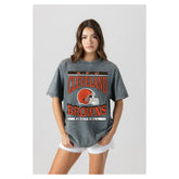 Cleveland Browns Gameday Couture Women's Oversized Classic Grind Washed T-Shirt Gray | NFL