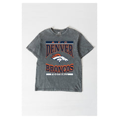 Denver Broncos Gameday Couture Women's Oversized Classic Grind Washed T-Shirt Gray | NFL