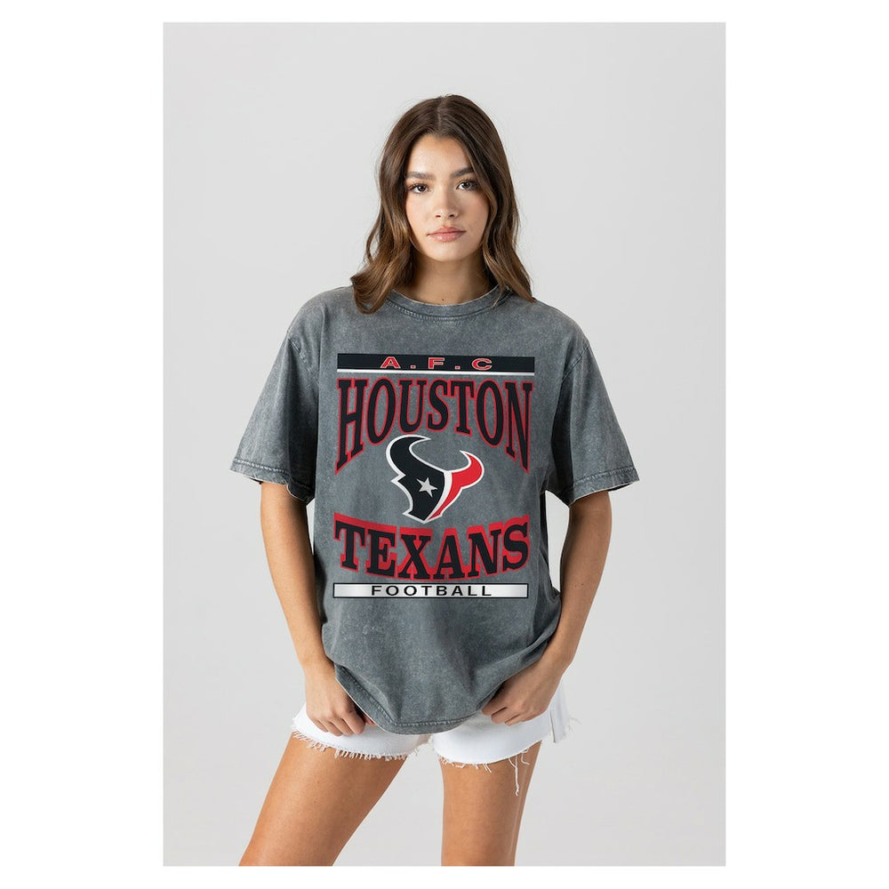Houston Texans Gameday Couture Women's Oversized Classic Grind Washed T-Shirt Gray | NFL