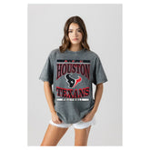 Houston Texans Gameday Couture Women's Oversized Classic Grind Washed T-Shirt Gray | NFL