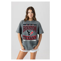 Houston Texans Gameday Couture Women's Oversized Classic Grind Washed T-Shirt Gray | NFL