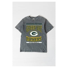 Green Bay Packers Gameday Couture Women's Oversized Classic Grind Washed T-Shirt Gray | NFL