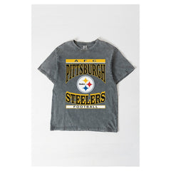Pittsburgh Steelers Gameday Couture Women's Oversized Classic Grind Washed T-Shirt Gray | NFL