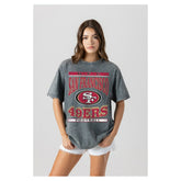 San Francisco 49ers Gameday Couture Women's Oversized Classic Grind Washed T-Shirt Gray | NFL