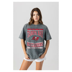 Tampa Bay Buccaneers Gameday Couture Women's Oversized Classic Grind Washed T-Shirt Gray | NFL