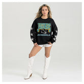 Jacksonville Jaguars Gameday Couture Women's Pure Victory Rhinestud Star-Sleeve Pullover Sweatshirt Black | NFL