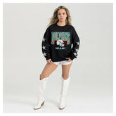 Miami Dolphins Gameday Couture Women's Pure Victory Rhinestud Star-Sleeve Pullover Sweatshirt Black | NFL
