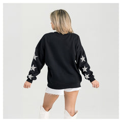 Tampa Bay Buccaneers Gameday Couture Women's Pure Victory Rhinestud Star-Sleeve Pullover Sweatshirt Black | NFL