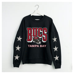 Tampa Bay Buccaneers Gameday Couture Women's Pure Victory Rhinestud Star-Sleeve Pullover Sweatshirt Black | NFL