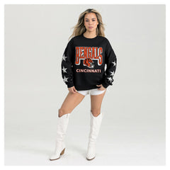 Cincinnati Bengals Gameday Couture Women's Pure Victory Rhinestud Star-Sleeve Pullover Sweatshirt Black | NFL