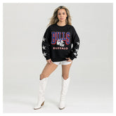 Buffalo Bills Gameday Couture Women's Pure Victory Rhinestud Star-Sleeve Pullover Sweatshirt Black | NFL