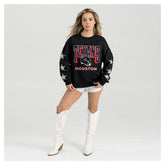 Houston Texans Gameday Couture Women's Pure Victory Rhinestud Star-Sleeve Pullover Sweatshirt Black | NFL