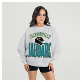 Jacksonville Jaguars Gameday Couture Women's Fierce Focus Premium Oversized Fleece Pullover Sweatshirt Ash | NFL