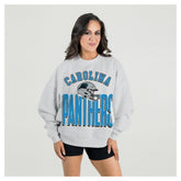 Carolina Panthers Gameday Couture Women's Fierce Focus Premium Oversized Fleece Pullover Sweatshirt Ash | NFL