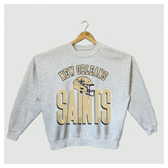 New Orleans Saints Gameday Couture Women's Fierce Focus Premium Oversized Fleece Pullover Sweatshirt Ash | NFL