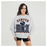 Denver Broncos Gameday Couture Women's Fierce Focus Premium Oversized Fleece Pullover Sweatshirt Ash | NFL