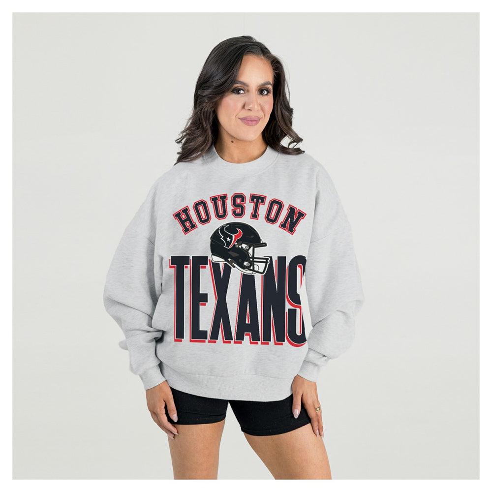 Houston Texans Gameday Couture Women's Fierce Focus Premium Oversized Fleece Pullover Sweatshirt Ash | NFL