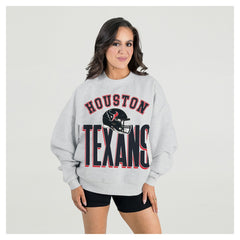 Houston Texans Gameday Couture Women's Fierce Focus Premium Oversized Fleece Pullover Sweatshirt Ash | NFL