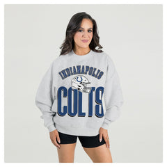 Indianapolis Colts Gameday Couture Women's Fierce Focus Premium Oversized Fleece Pullover Sweatshirt Ash | NFL