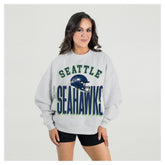 Seattle Seahawks Gameday Couture Women's Fierce Focus Premium Oversized Fleece Pullover Sweatshirt Ash | NFL