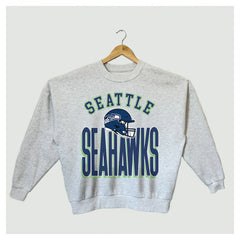 Seattle Seahawks Gameday Couture Women's Fierce Focus Premium Oversized Fleece Pullover Sweatshirt Ash | NFL
