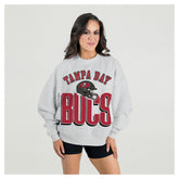Tampa Bay Buccaneers Gameday Couture Women's Fierce Focus Premium Oversized Fleece Pullover Sweatshirt Ash | NFL