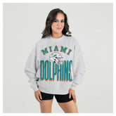 Miami Dolphins Gameday Couture Women's Fierce Focus Premium Oversized Fleece Pullover Sweatshirt Ash | NFL